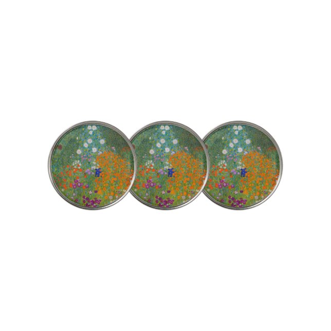Gustav Klimt - Flower Garden Golf Ball Marker (3 Up)