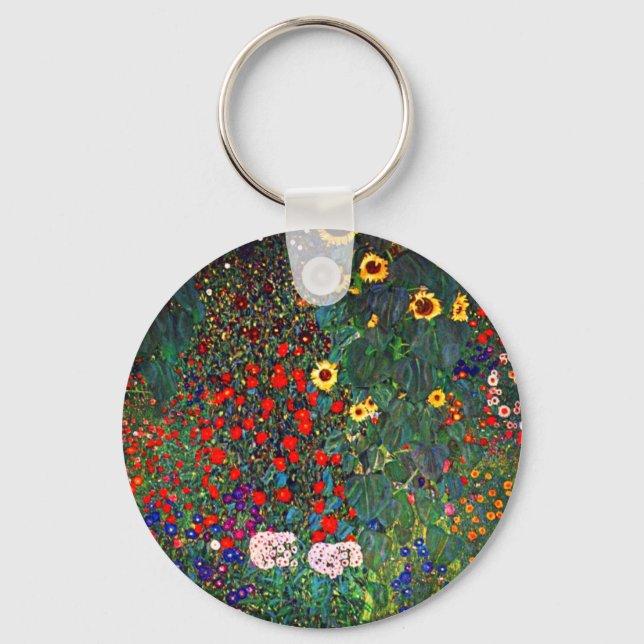 Gustav Klimt Flower Garden Keychain (Front)
