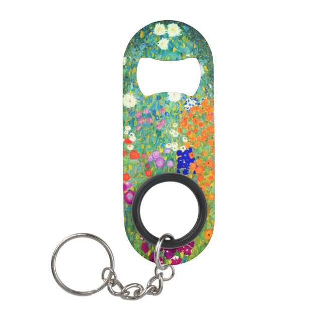 Gustav Klimt Flower Garden Keychain Bottle Opener (Front)