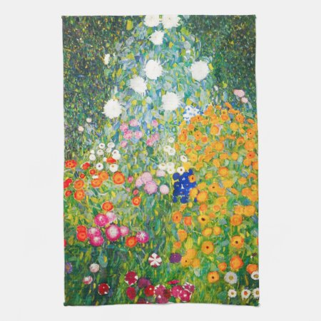 Gustav Klimt Flower Garden Kitchen Towel