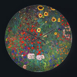 Gustav Klimt Flower Garden Large Clock<br><div class="desc">Clock featuring Gustav Klimt’s oil painting Farm Garden with Sunflowers (1907). A beautiful garden of sunflowers and exquisite blue,  red,  purple,  pink,  and white flowers. A great gift for fans of Art Nouveau and Austrian art.</div>
