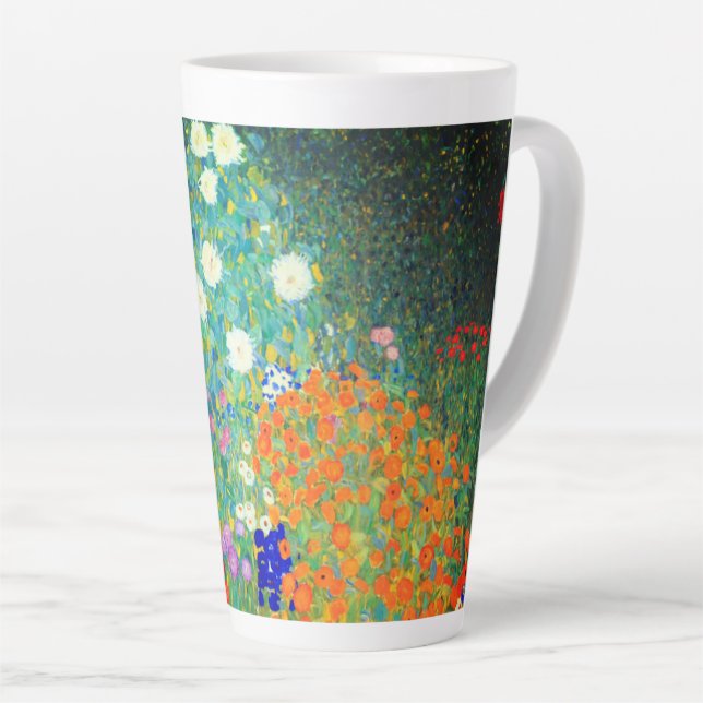Gustav Klimt Flower Garden Latte Mug (Right Angle)