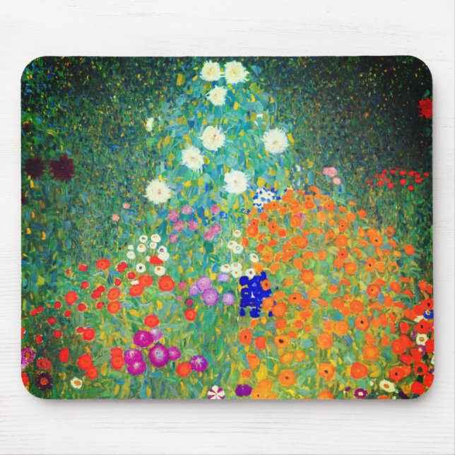 Gustav Klimt Flower Garden Mouse Pad (Front)