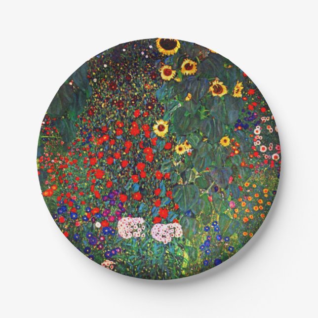 Gustav Klimt Flower Garden Paper Plates (Front)
