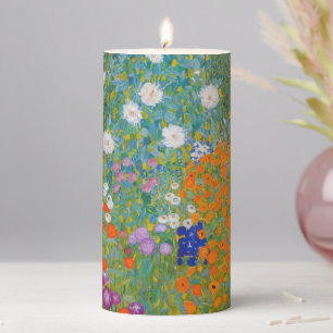 Gustav Klimt - Flower Garden Pillar Candle