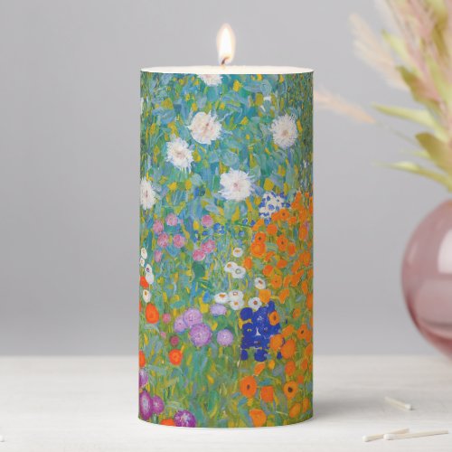 Gustav Klimt _ Flower Garden Pillar Candle