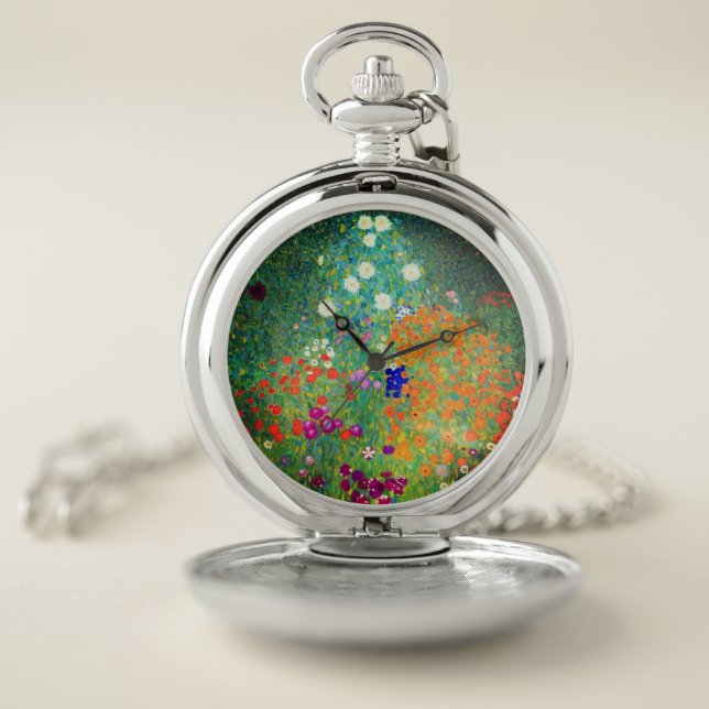 Gustav Klimt Flower Garden Pocket Watch (Inside)