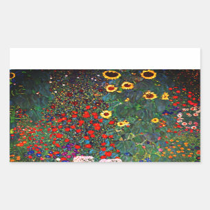 Gustav Klimt Flower Garden Rectangular Sticker