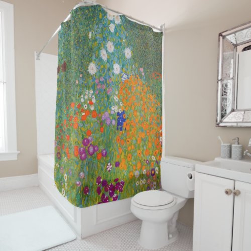 Gustav Klimt _ Flower Garden Shower Curtain