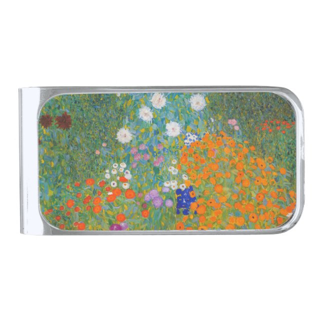 Gustav Klimt - Flower Garden Silver Finish Money Clip (Front)