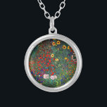 Gustav Klimt Flower Garden Silver Plated Necklace<br><div class="desc">Necklace featuring Gustav Klimt’s oil painting Farm Garden with Sunflowers (1907). A beautiful garden of sunflowers and exquisite blue,  red,  purple,  pink,  and white flowers. A great gift for fans of Art Nouveau and Austrian art.</div>