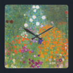 Gustav Klimt: Flower Garden Square Wall Clock<br><div class="desc">A beautiful classic wall clock featuring a colorful flower garden,  painted by the Austrian symbolist painter Gustav Klimt.</div>