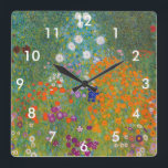 Gustav Klimt - Flower Garden Square Wall Clock<br><div class="desc">Flower Garden - Gustav Klimt in 1905-1907</div>