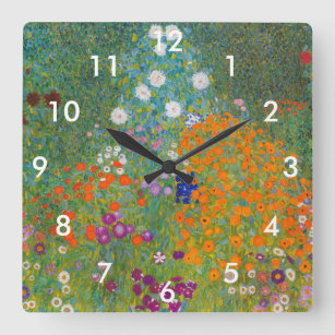 Gustav Klimt - Flower Garden Square Wall Clock