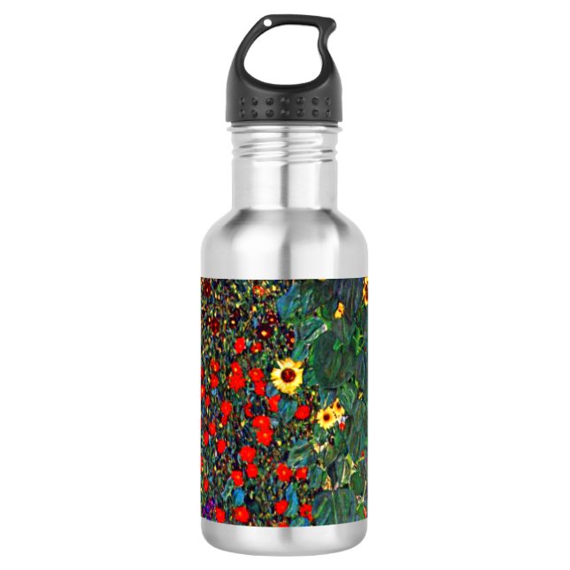 Gustav Klimt Flower Garden Stainless Steel Water Bottle (Front)