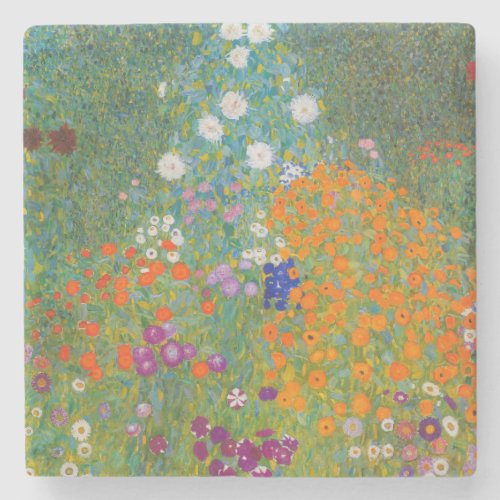 Gustav Klimt _ Flower Garden Stone Coaster