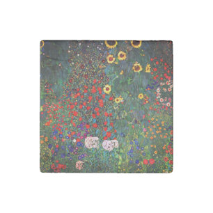 Gustav Klimt Flower Garden Stone Magnet