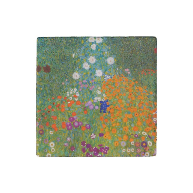 Gustav Klimt - Flower Garden Stone Magnet (Front)