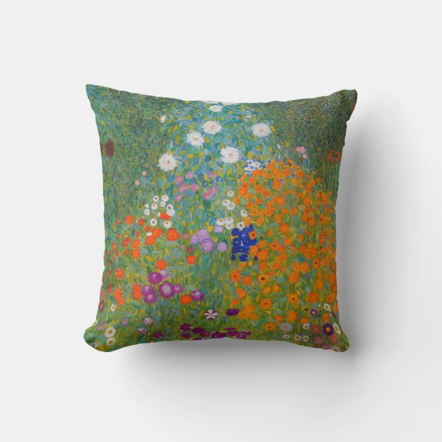 Gustav Klimt - Flower Garden Throw Pillow (Front)