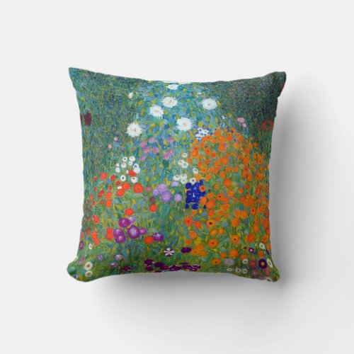 Gustav Klimt Flower Garden Throw Pillow