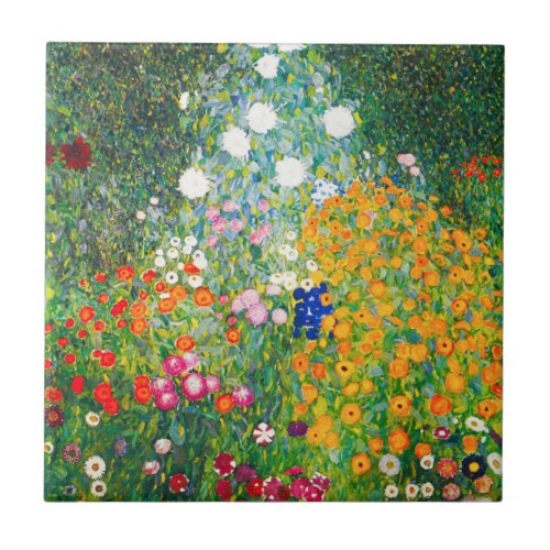 Gustav Klimt Flower Garden Tile