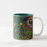 Gustav Klimt Flower Garden Two-Tone Coffee Mug<br><div class="desc">Coffee Mug featuring Gustav Klimt’s oil painting Farm Garden with Sunflowers (1907). A beautiful garden of sunflowers and exquisite blue,  red,  purple,  pink,  and white flowers. A great gift for fans of Art Nouveau and Austrian art.</div>
