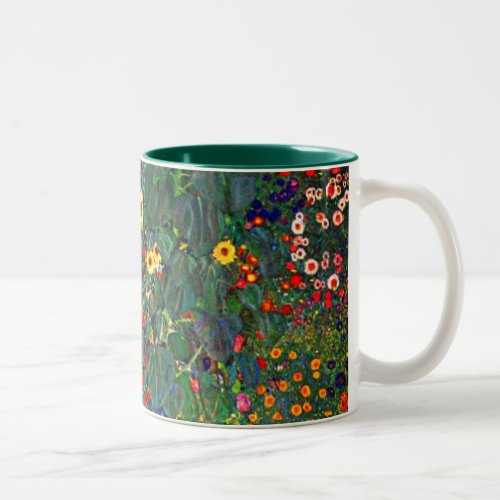 Gustav Klimt Flower Garden Two_Tone Coffee Mug