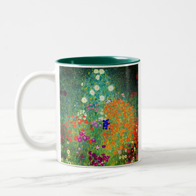 Gustav Klimt Flower Garden Two-Tone Coffee Mug (Left)