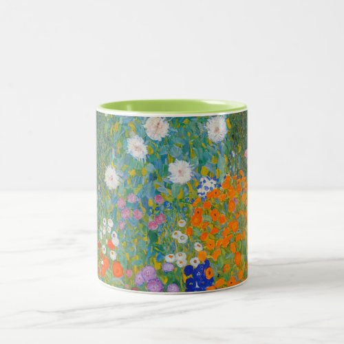 Gustav Klimt _ Flower Garden Two_Tone Coffee Mug