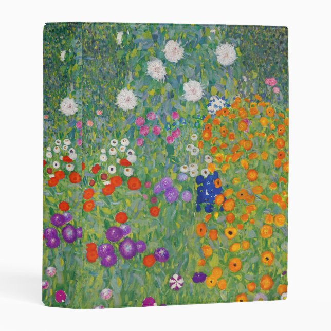 Gustav Klimt Flower Garden Vintage Art Nouveau Mini Binder (Front/Spine)
