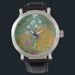 Gustav Klimt: Flower Garden Watch<br><div class="desc">A beautiful classic watch featuring a colorful flower garden,  painted by the Austrian symbolist painter Gustav Klimt.</div>