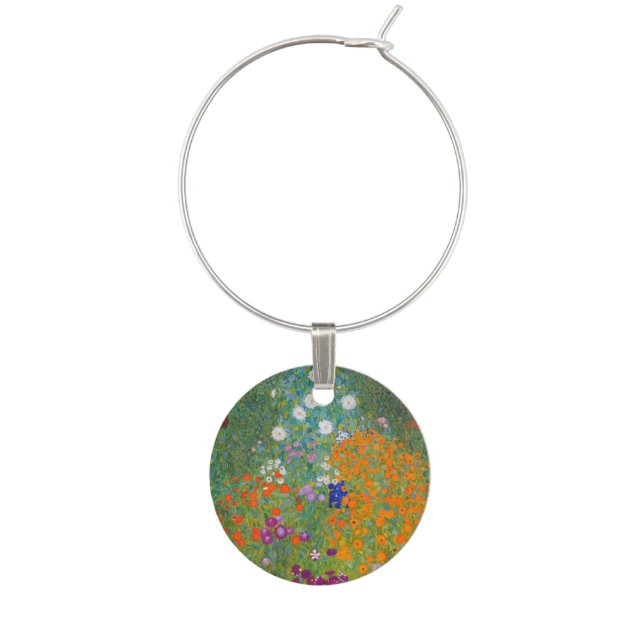 Gustav Klimt - Flower Garden Wine Charm (Front)