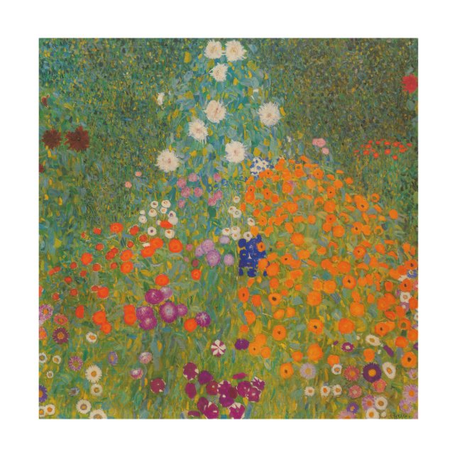 Gustav Klimt - Flower Garden Wood Wall Art (Front)