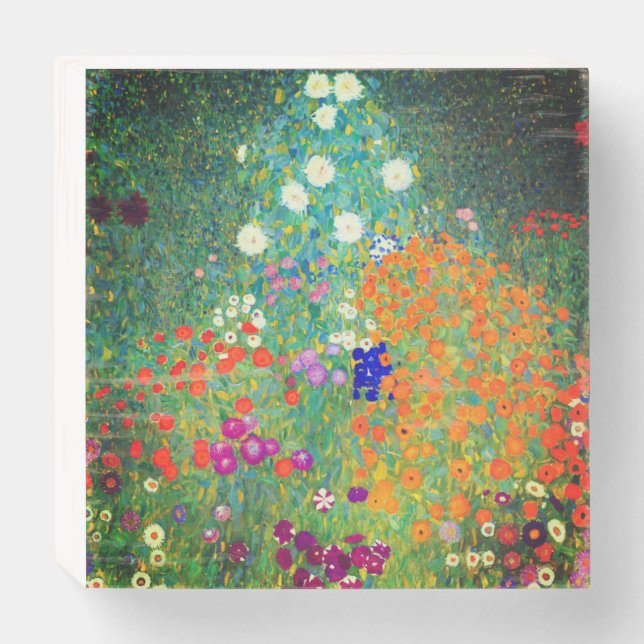 Gustav Klimt Flower Garden Wooden Box Sign (Front Horizontal)