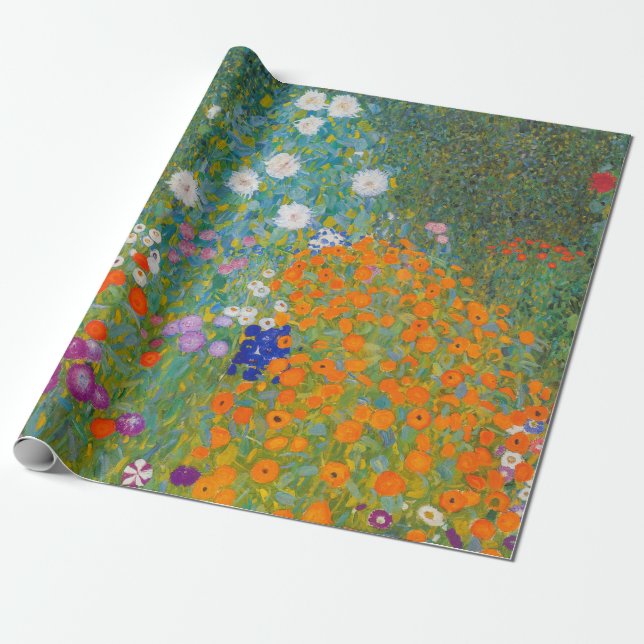 Gustav Klimt - Flower Garden Wrapping Paper (Unrolled)