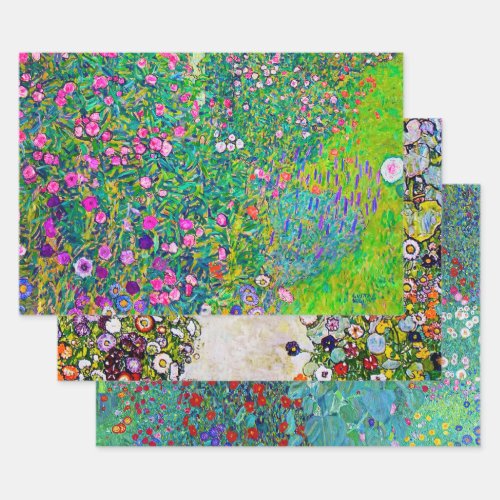 Gustav Klimt Flower Garden Wrapping Paper Sheets