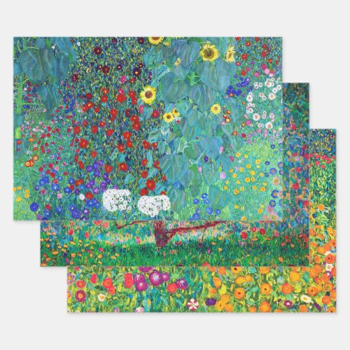 Gustav Klimt Flowers and Blossoms Wrapping Paper Sheets
