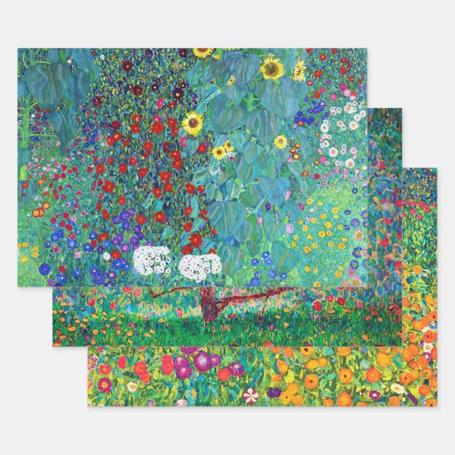 Gustav Klimt, Flowers and Blossoms Wrapping Paper Sheets (Set)