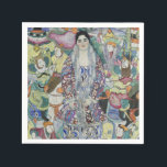 Gustav Klimt Friederike Maria Beer Portrait Art Napkins<br><div class="desc">This exquisite design showcases "Portrait of Friederike Maria Beer, " a 1916 masterpiece by the legendary Austrian Symbolist, Gustav Klimt. The portrait is renowned for its eclectic blend of Viennese elegance and Eastern inspiration. Friederike stands poised in a luxurious fur-collared silk dress adorned with swirling geometric patterns. Uniquely, the vibrant...</div>