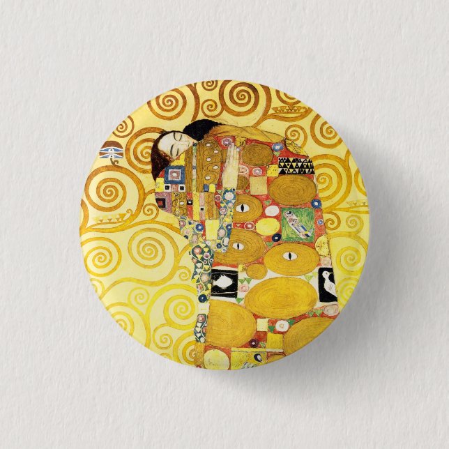 Gustav Klimt Fulfillment Lovers Fine Art Button (Front)