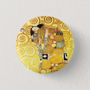 Gustav Klimt Fulfillment Lovers Fine Art Button