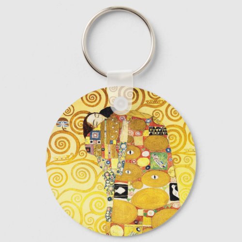 Gustav Klimt Fulfillment Lovers Fine Art Keychain