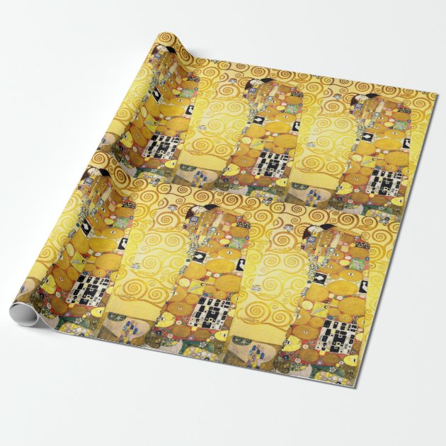 Gustav Klimt Fulfillment Lovers Fine Art Wrapping Paper | Zazzle