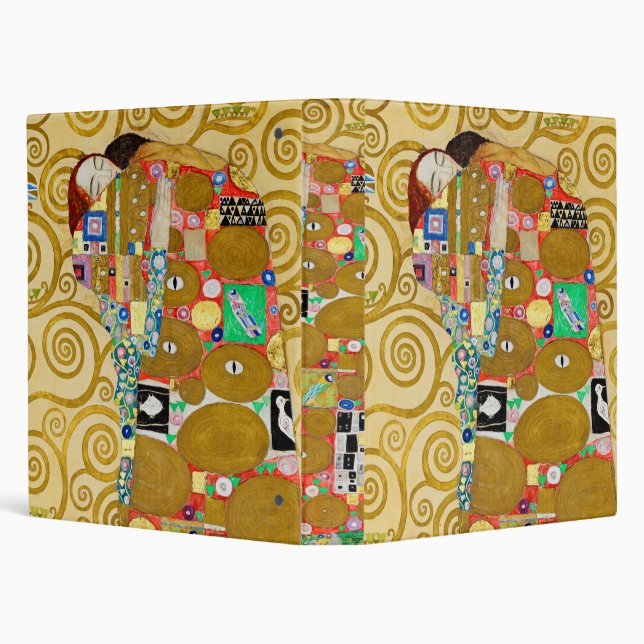 Gustav Klimt Fulfillment Nouveau Couple 3 Ring Binder (Background)