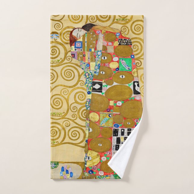 Gustav Klimt Fulfillment Nouveau Couple Bath Towel Set (Hand Towel)