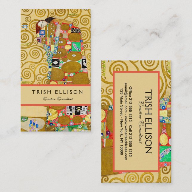 Gustav Klimt Fulfillment Nouveau Couple Business Card (Front/Back)