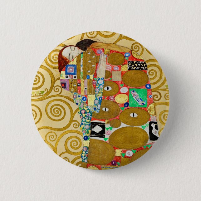Gustav Klimt Fulfillment Nouveau Couple Button (Front)
