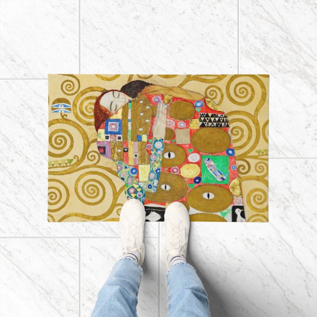 Gustav Klimt Fulfillment Nouveau Couple Doormat (Indoor)