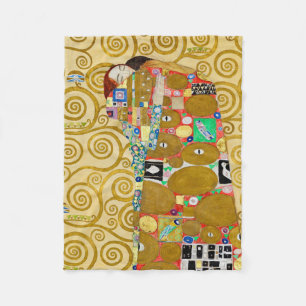 Gustav Klimt Fulfillment Nouveau Couple Fleece Blanket