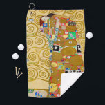 Gustav Klimt Fulfillment Nouveau Couple Golf Towel<br><div class="desc">Gustav Klimt,  Fulfillment 1910-1911 Art Nouveau Couple with Klimt's signature swirling design and beautiful gold painting.</div>